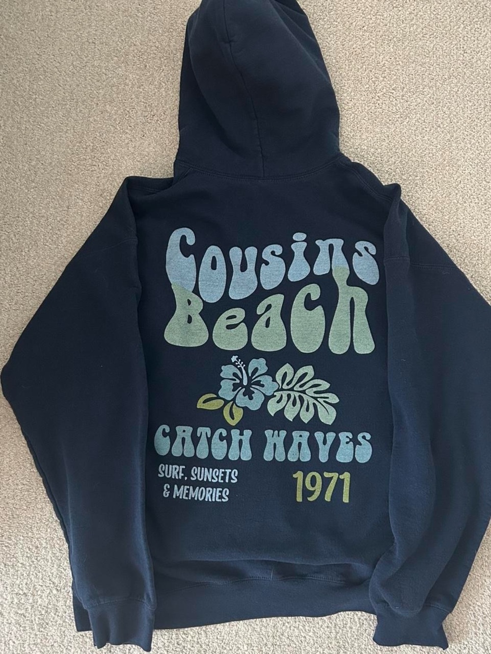 navy blue cousins beach hoodie sweatshirt